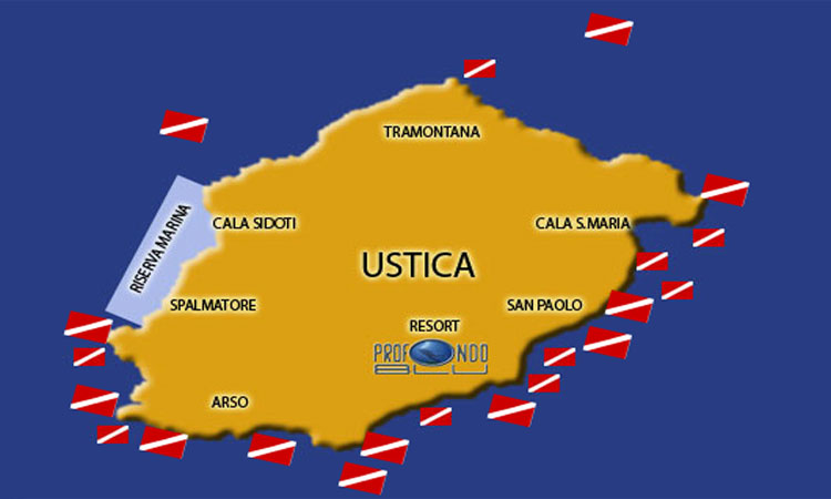 Mappa immersioni Ustica